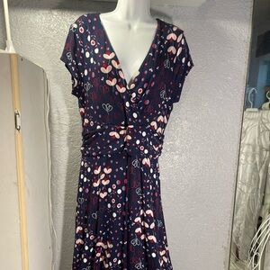 Boden Navy and Pink Heart Maxi Dress